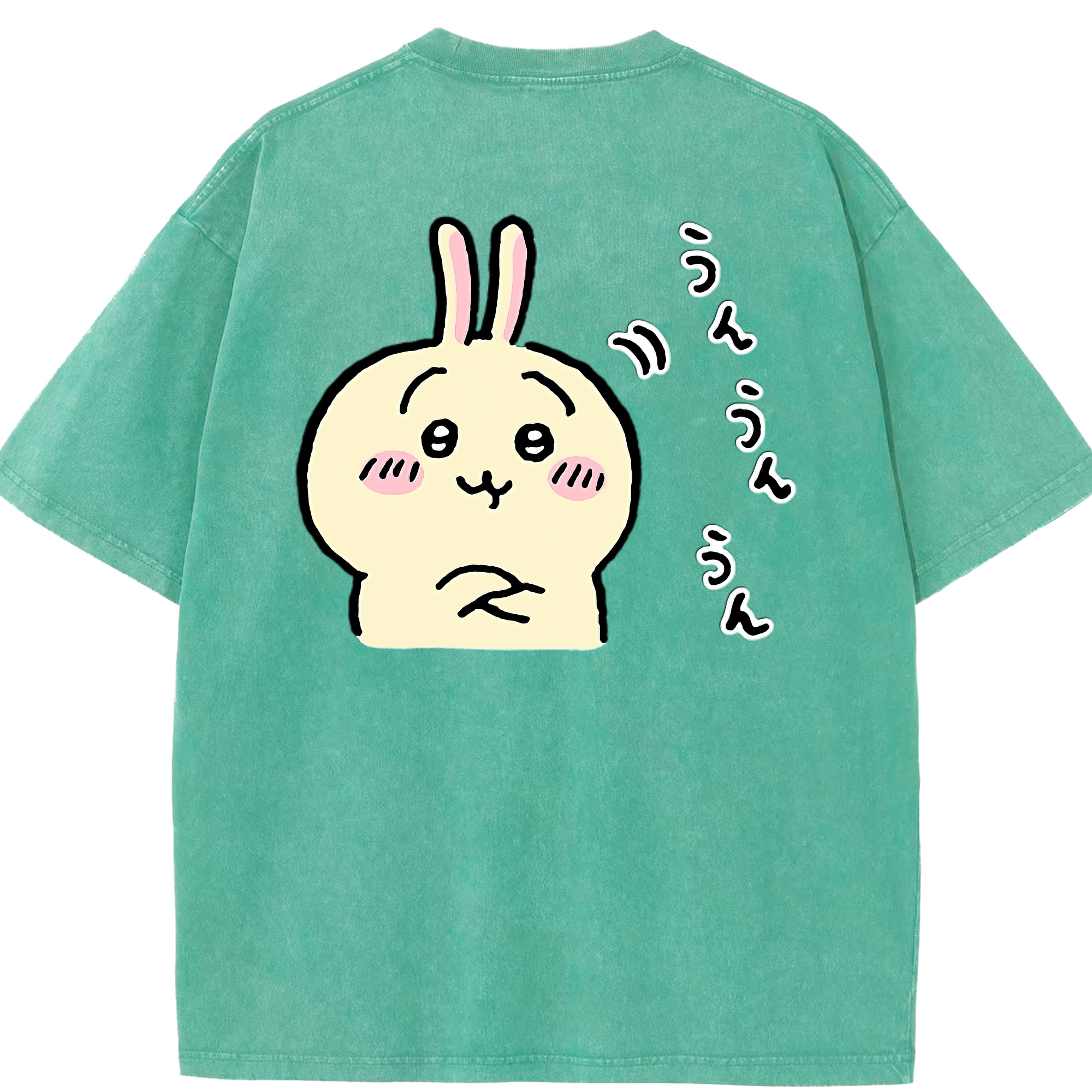 （画像用） ちいかわ うさぎ Chii-kawa usagi 綿100% ヴィンテージ風 半袖Tシャツ（背面プリント）